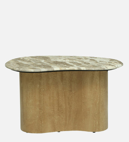 Set of 2 Organic Nesting Coffee Tables with Beige Marble Top and Mango Wood Base - alternate view 4