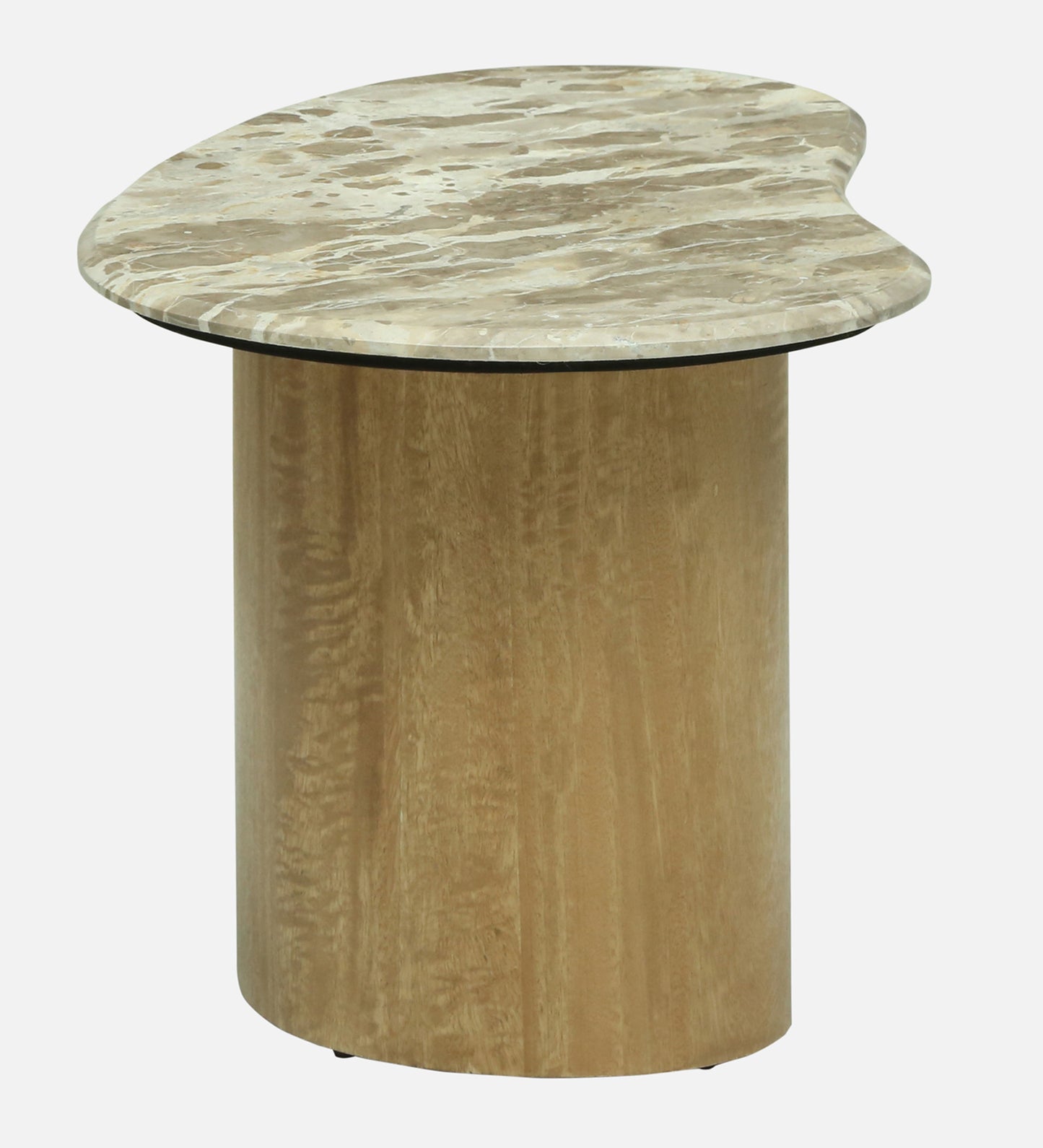 Set of 2 Organic Nesting Coffee Tables with Beige Marble Top and Mango Wood Base