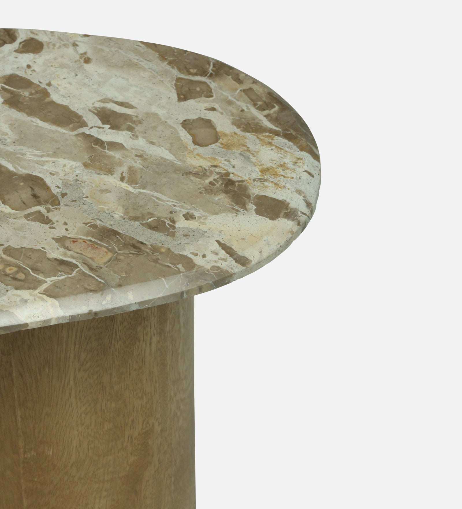 Set of 2 Organic Nesting Coffee Tables with Beige Marble Top and Mango Wood Base - alternate view 2
