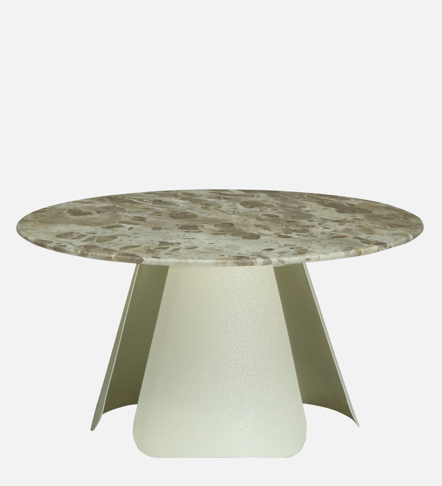 Round Beige Marble Coffee Table with Textured Ivory Pedestal Base - alternate view 2