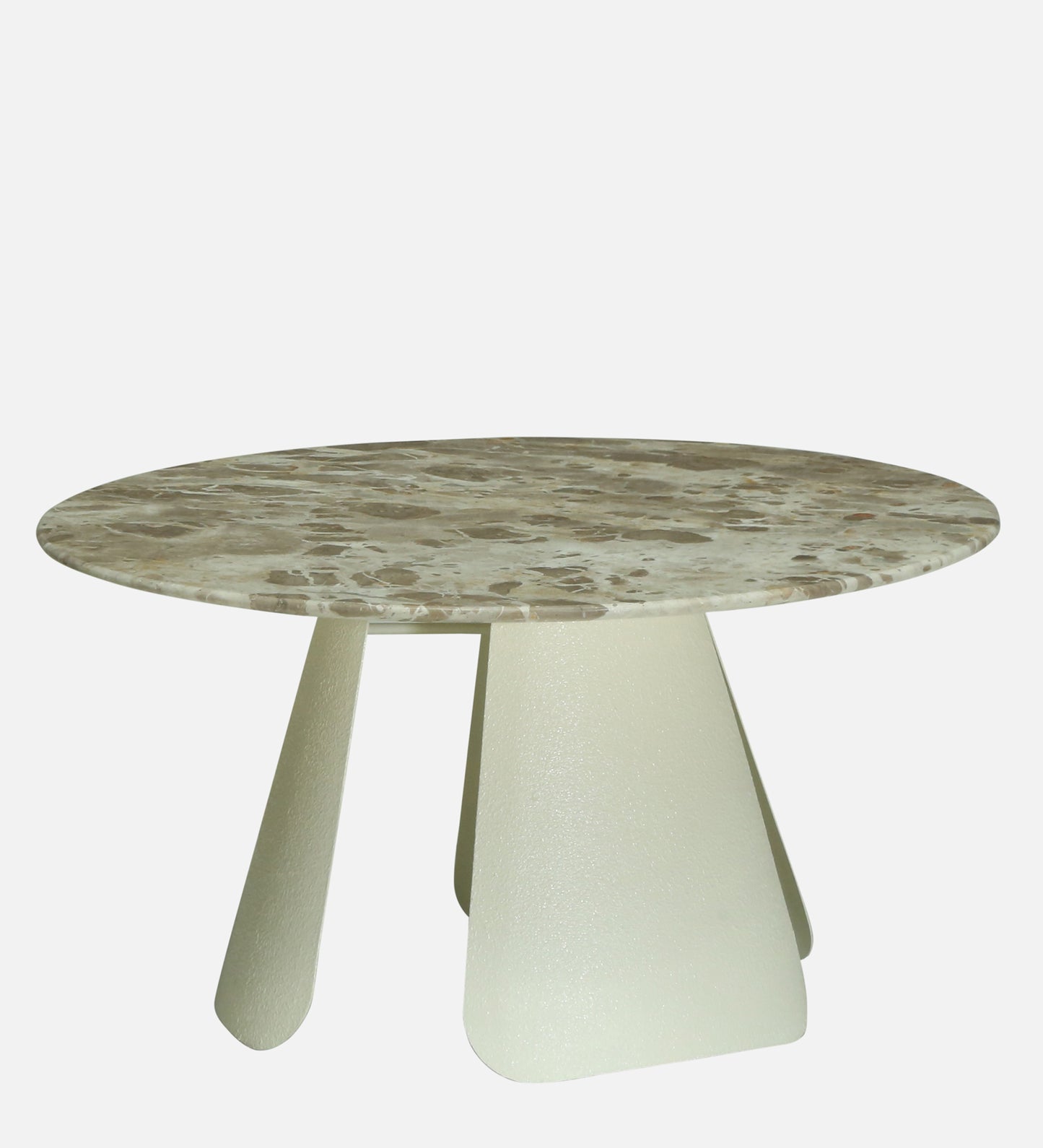 Round Beige Marble Coffee Table with Textured Ivory Pedestal Base - alternate view 3