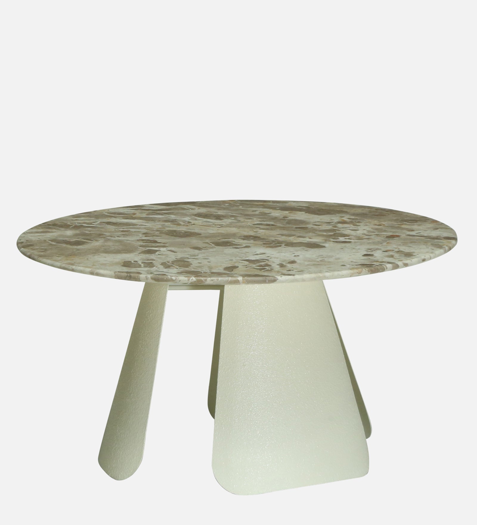 Round Beige Marble Coffee Table with Textured Ivory Pedestal Base - alternate view 3
