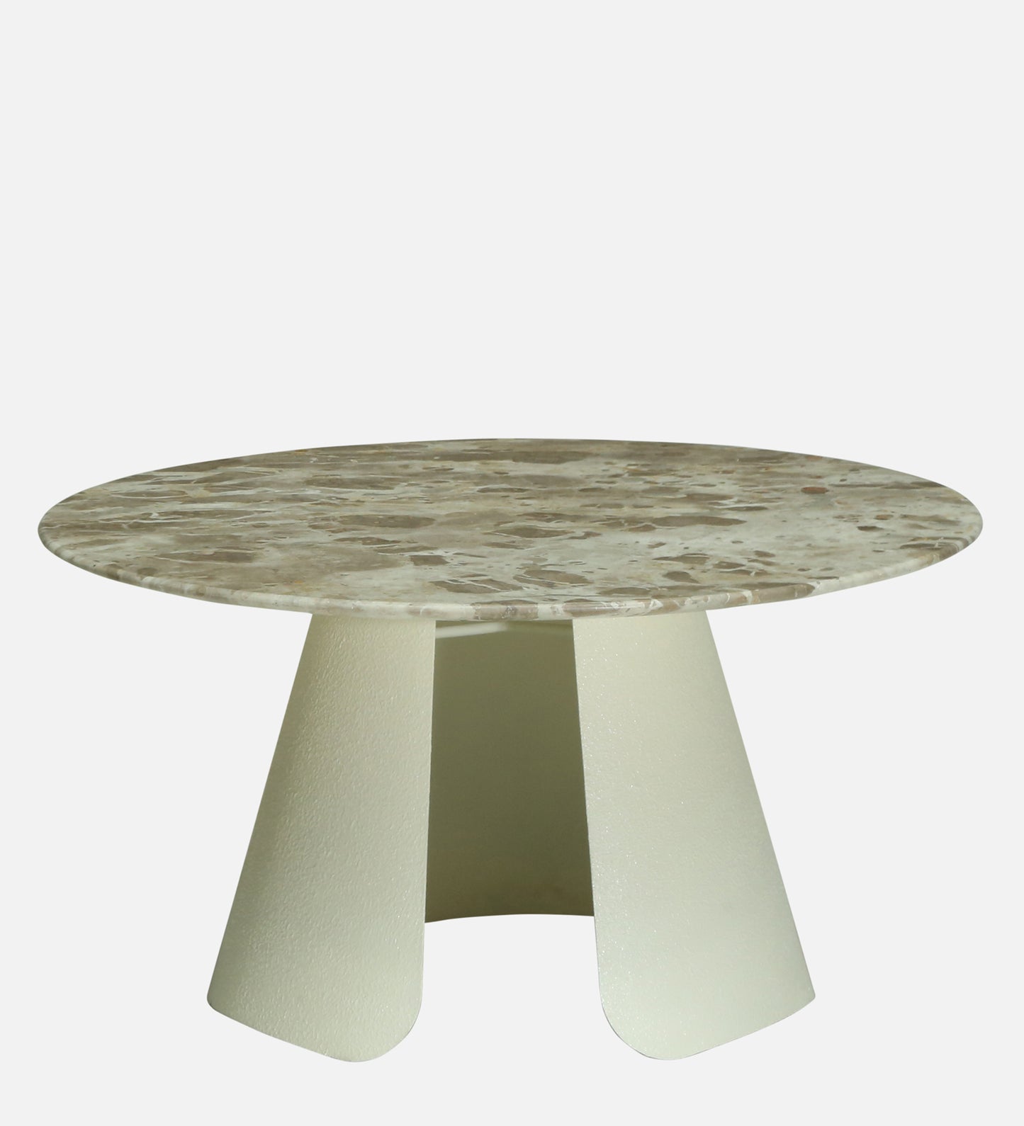 Round Beige Marble Coffee Table with Textured Ivory Pedestal Base - alternate view 4