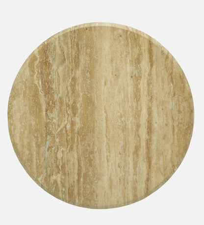 Round Travertine Coffee Table with Metallic Gold Pedestal Base - alternate view 3