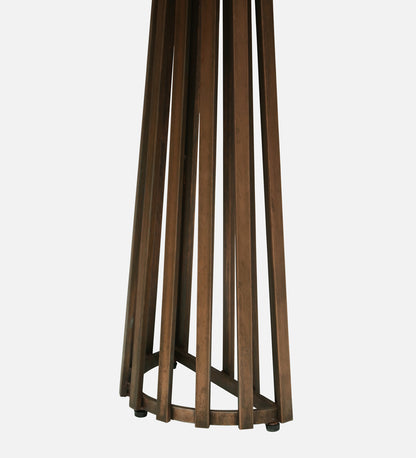 Console Table with Light Marble Top and Dual Slatted Dark Wood Legs - alternate view 5