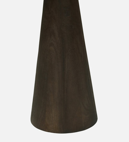 Side Table with White Marble Top, Brass Inlay, and Dark Wood Cone Pedestal Base - alternate view 5