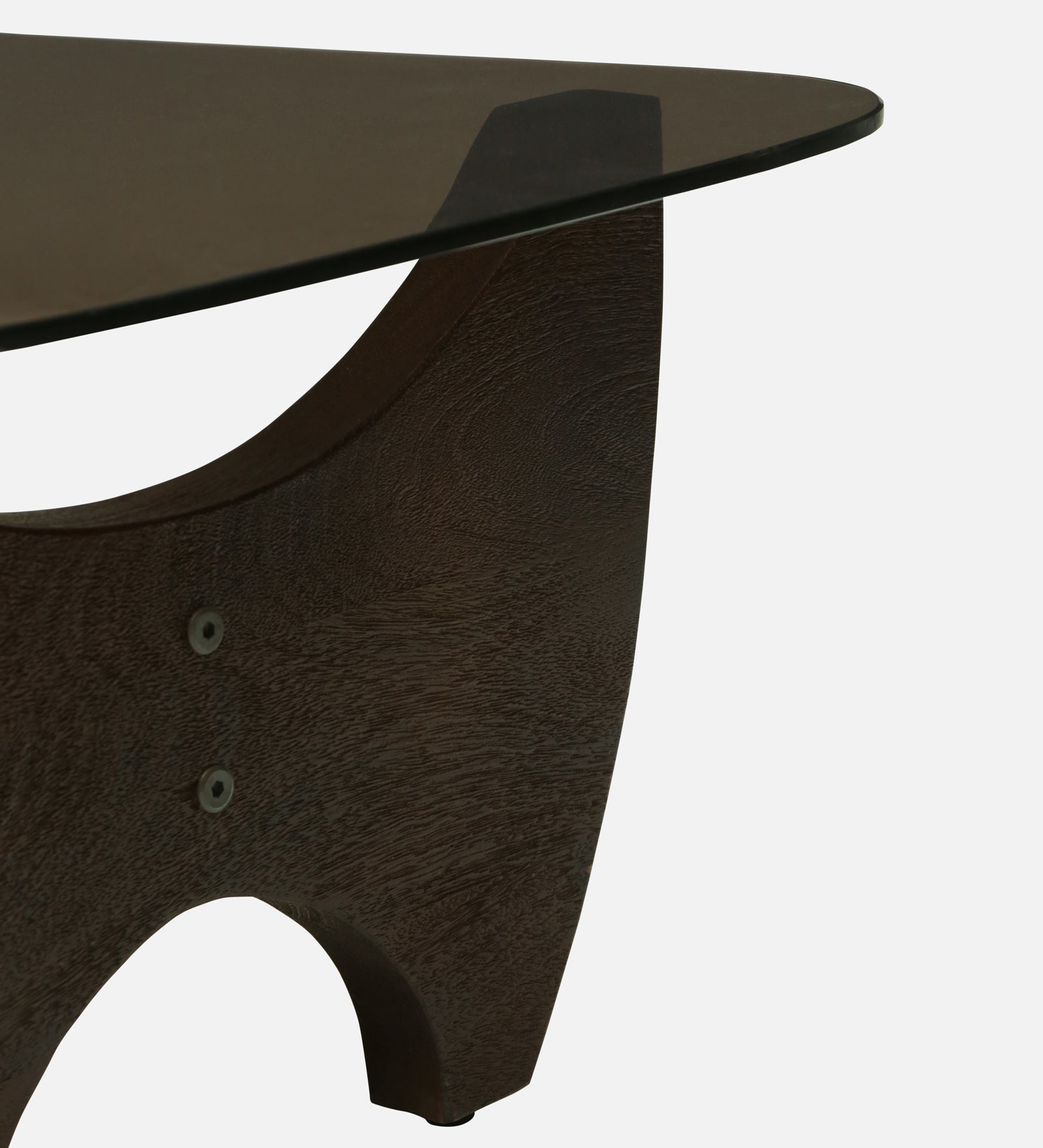 Smoked Glass Coffee Table with Sculptural Dark Wood Base - alternate view 8