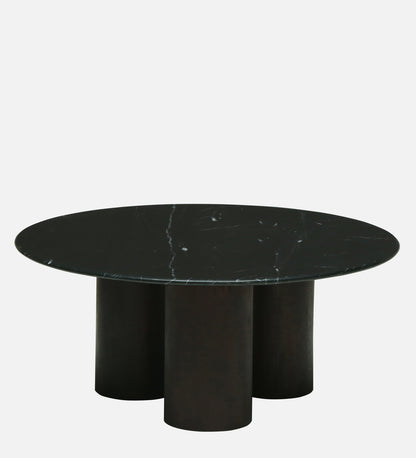Round Black Marble Coffee Table with Triple Cylindrical Base - alternate view 2