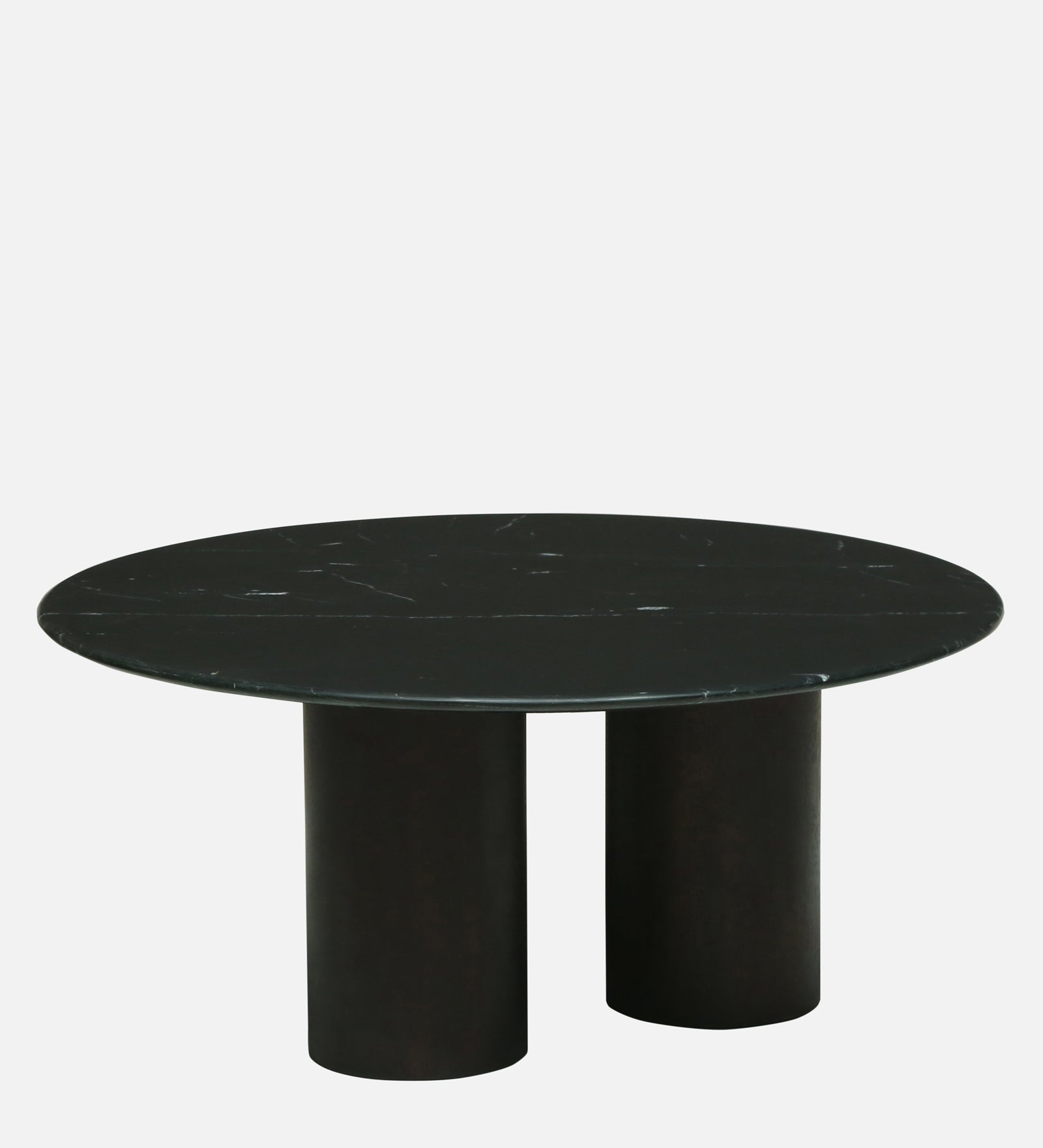 Round Black Marble Coffee Table with Triple Cylindrical Base - alternate view 4