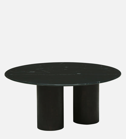 Round Black Marble Coffee Table with Triple Cylindrical Base - alternate view 4