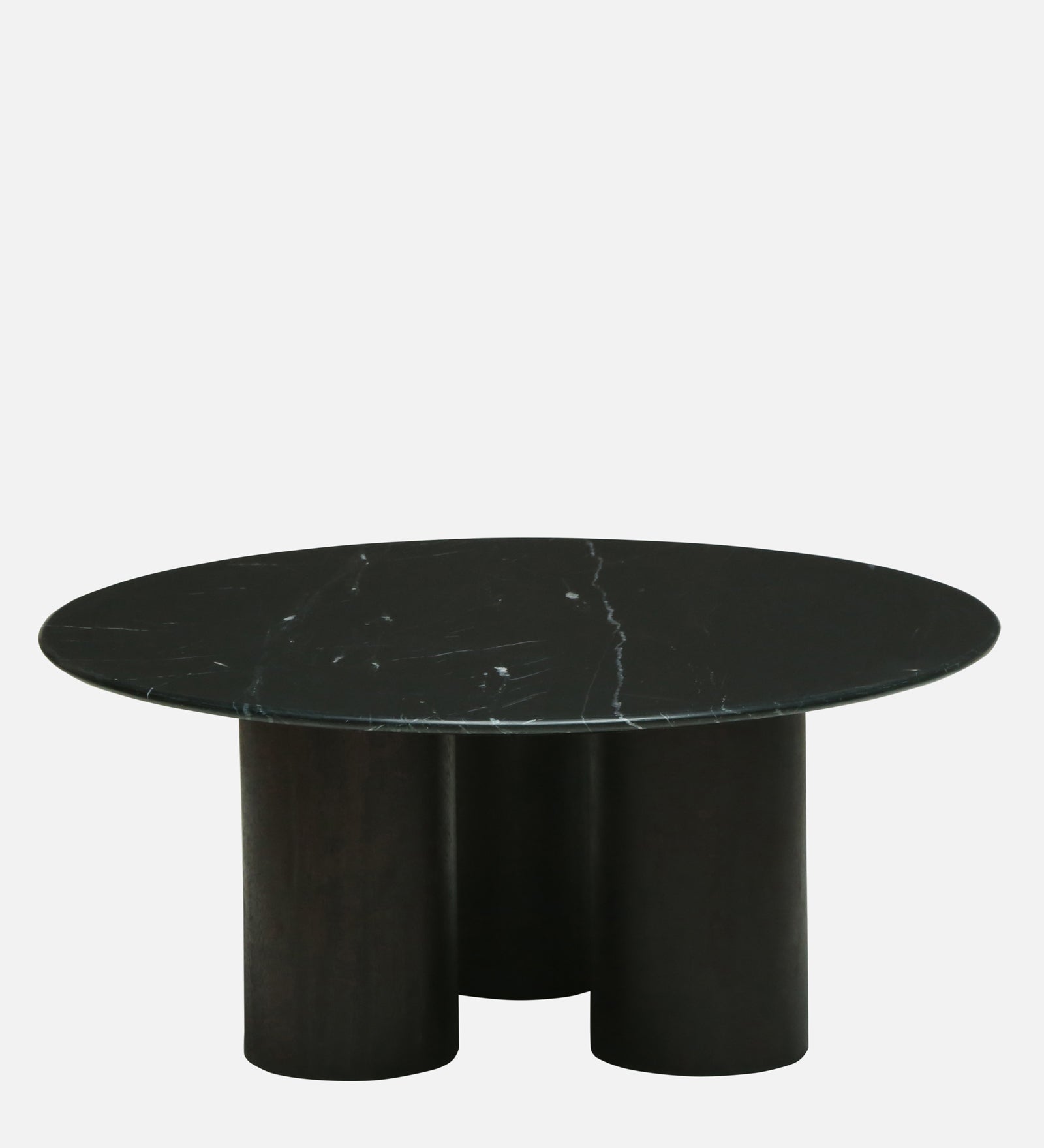Round Black Marble Coffee Table with Triple Cylindrical Base - alternate view 5