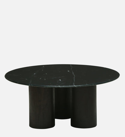 Round Black Marble Coffee Table with Triple Cylindrical Base - alternate view 5