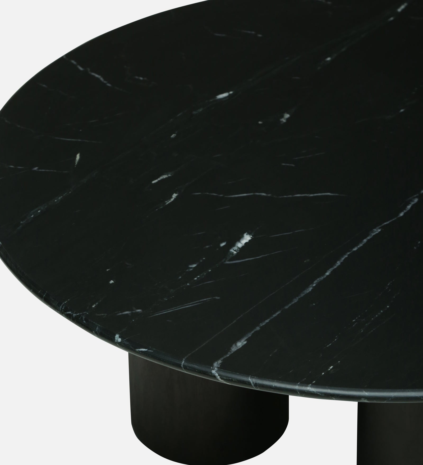 Round Black Marble Coffee Table with Triple Cylindrical Base - alternate view 6