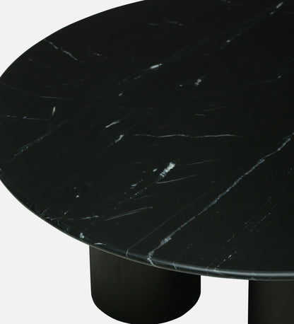 Round Black Marble Coffee Table with Triple Cylindrical Base - alternate view 6