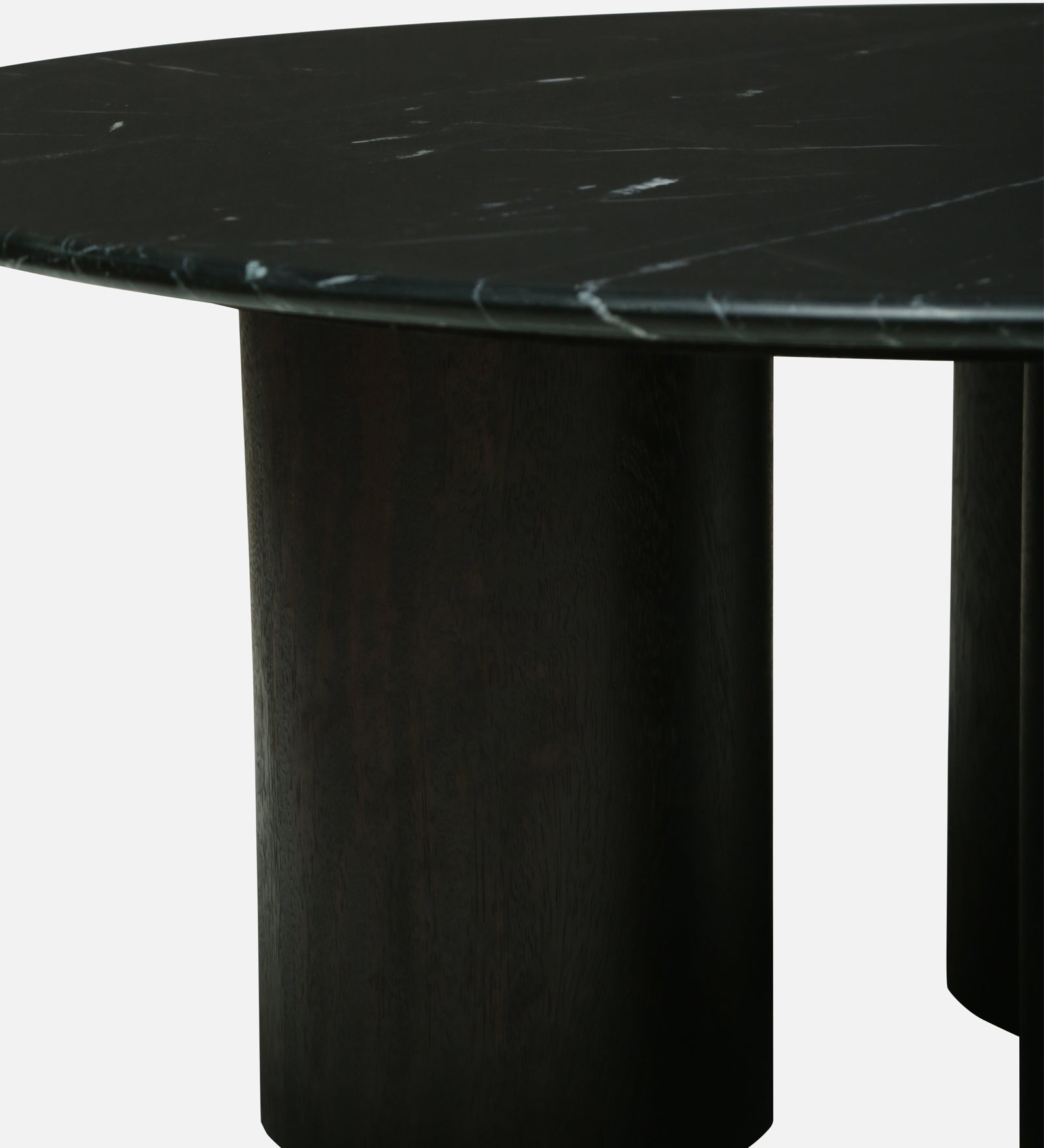 Round Black Marble Coffee Table with Triple Cylindrical Base - alternate view 7