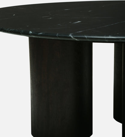 Round Black Marble Coffee Table with Triple Cylindrical Base - alternate view 7