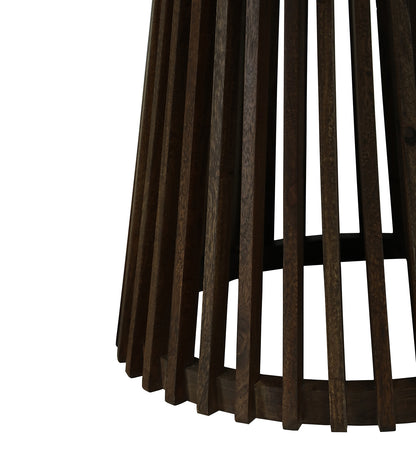 Round Dining Table with Dark Wood Top and Slatted Pedestal Base - alternate view 3