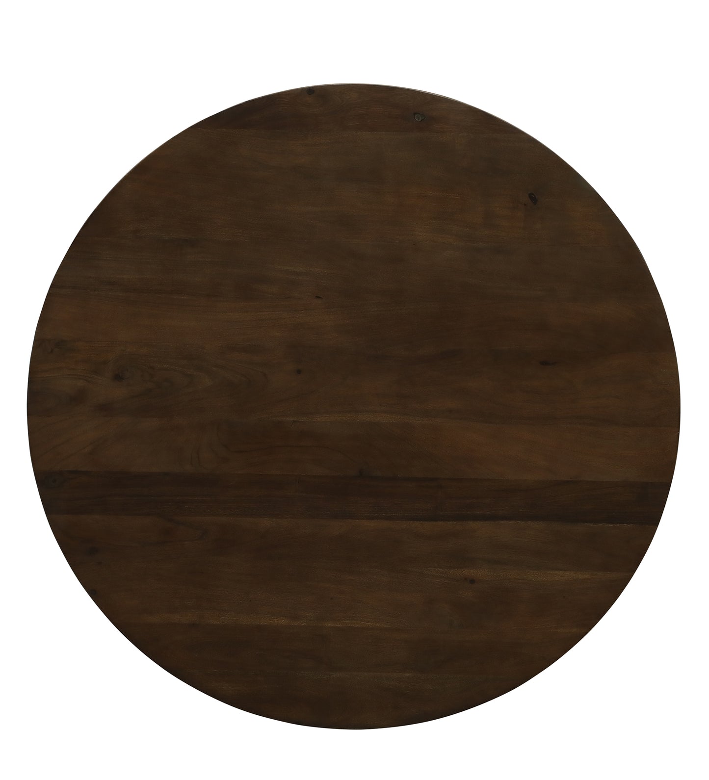 Round Dining Table with Dark Wood Top and Slatted Pedestal Base - alternate view 2
