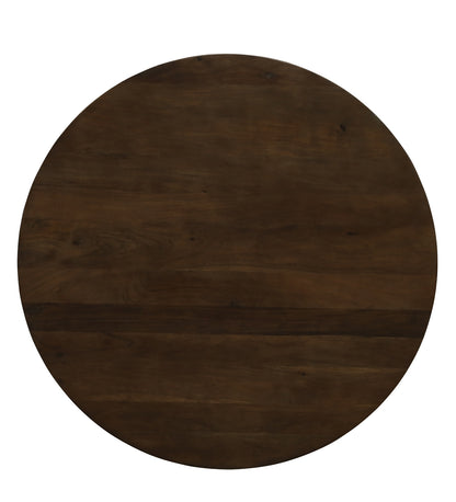 Round Dining Table with Dark Wood Top and Slatted Pedestal Base - alternate view 2