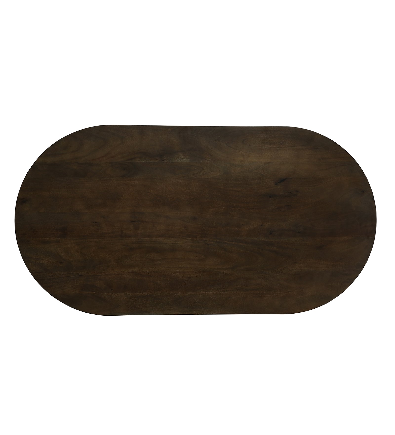 Oval Dining Table with Dark Wood Top and Dual Slatted Pedestal Bases - alternate view 2