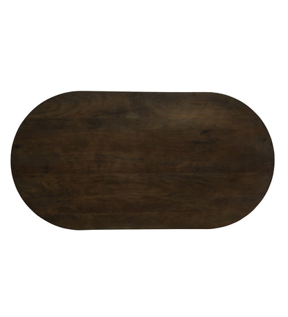 Oval Dining Table with Dark Wood Top and Dual Slatted Pedestal Bases - alternate view 2