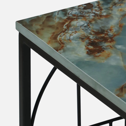 Black Metal Base and Green Porcelian Top Coffee Table - close-up detail