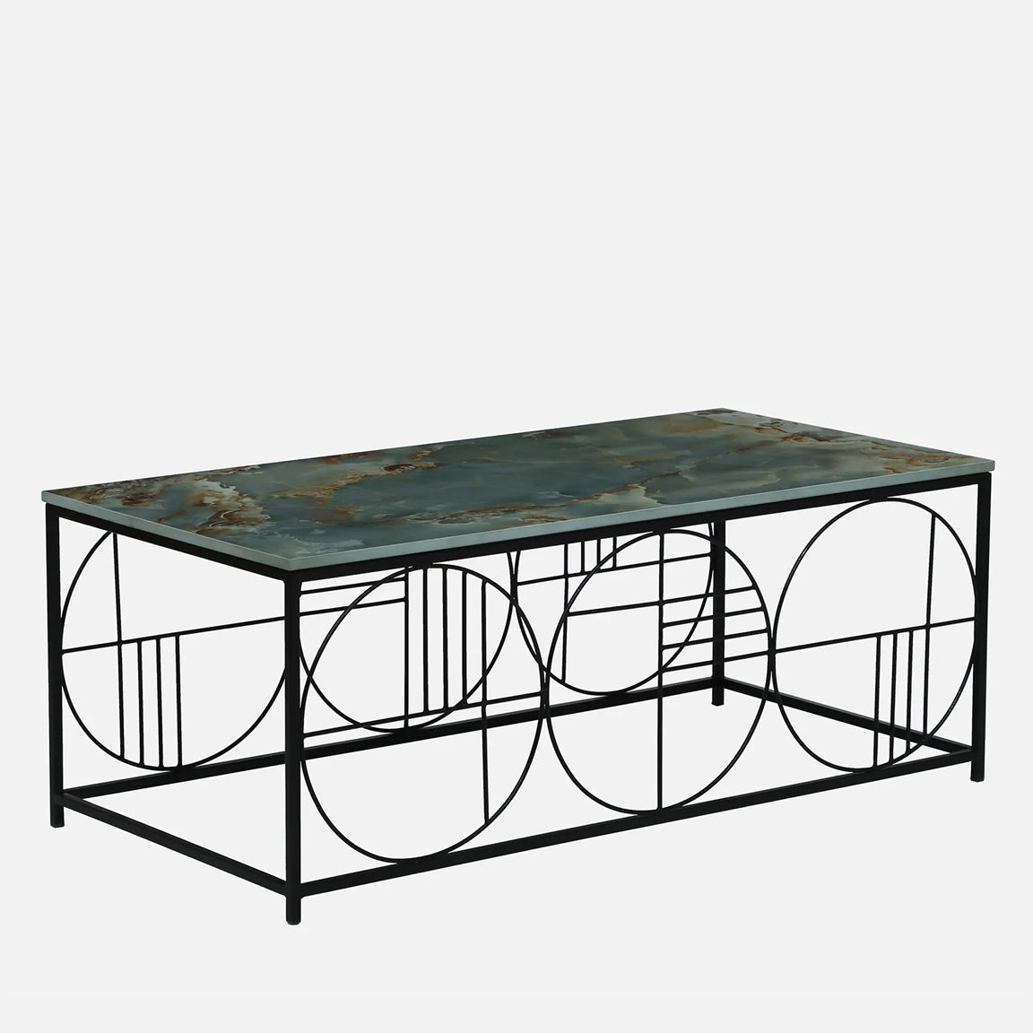 Black Metal Base and Green Porcelian Top Coffee Table - alternate view 3