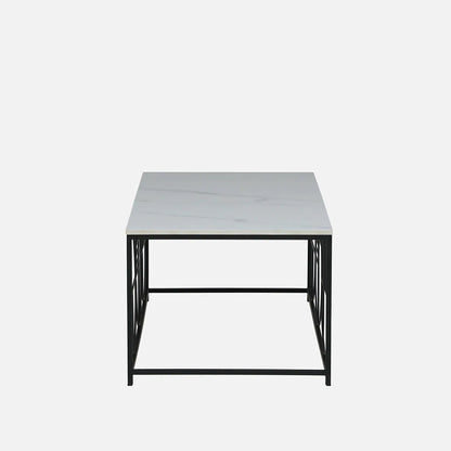 Black Metal Base and White Porcelian Top Coffee Table - side view