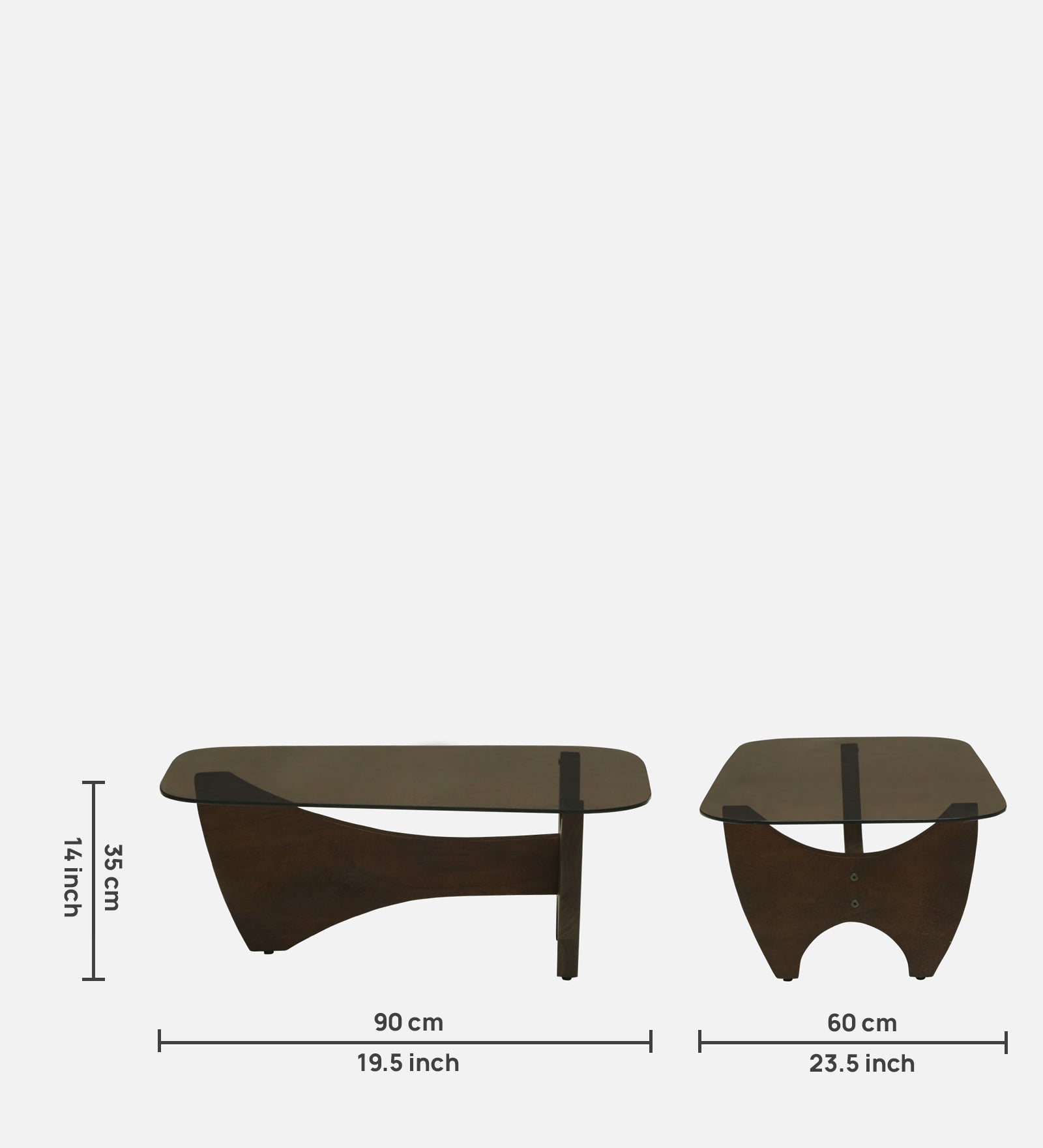 Smoked Glass Coffee Table with Sculptural Dark Wood Base - alternate view 9