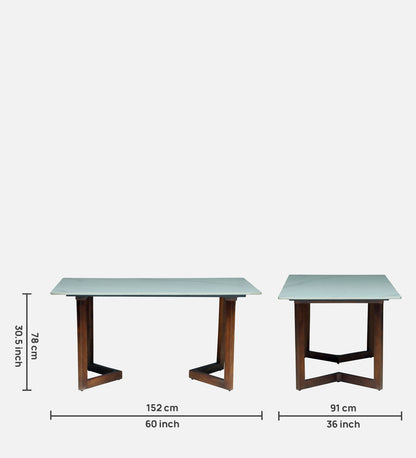 Avila 6 Seater Wooden Dining Set with Grey Chair - Dining 31x70x35 Copy