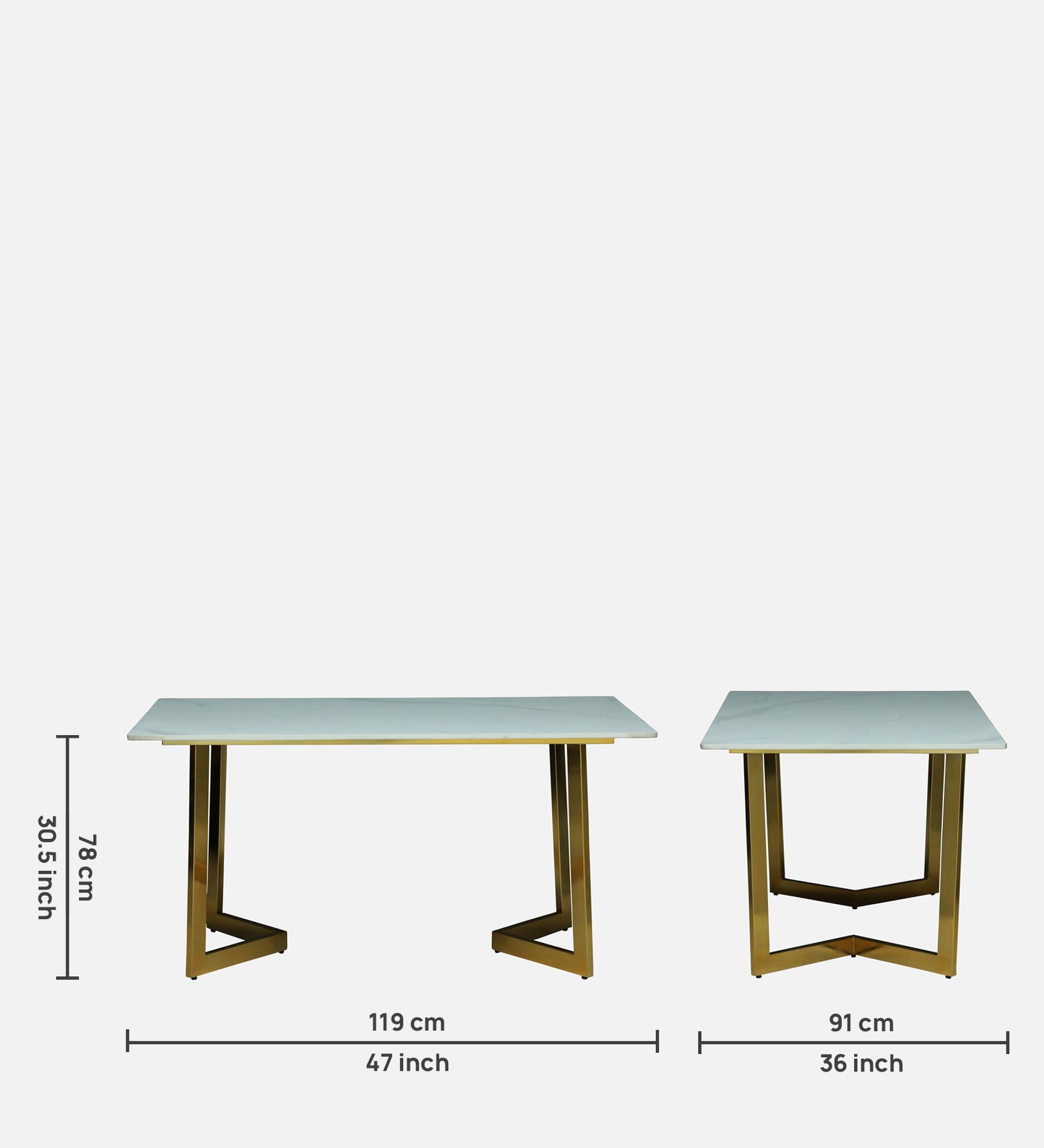 Avila 4 Seater Metallic Dining Set in Glossy Gold and Grey Velvet Chair - Dining 31x70x35