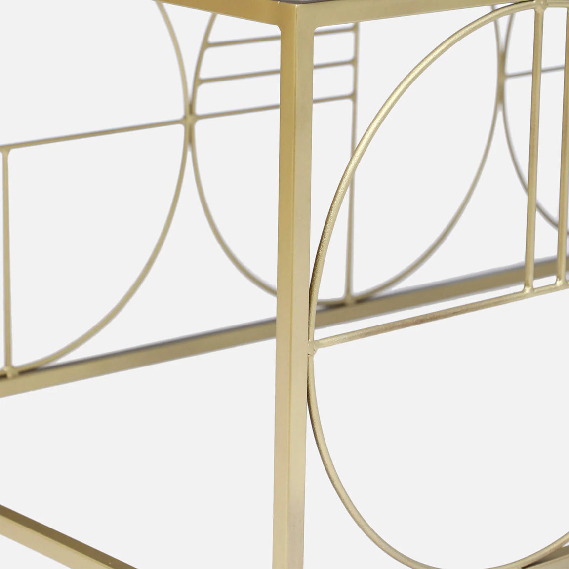 Electroplated Golden Metal Base and White Porcelian Top Coffee Table - detail view