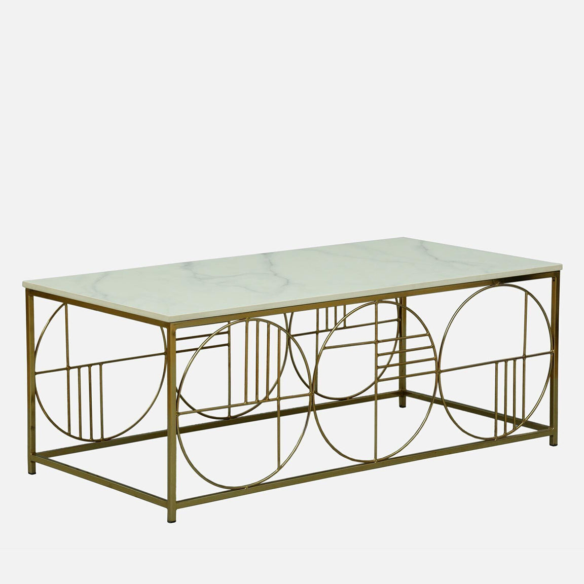 Electroplated Golden Metal Base and White Porcelian Top Coffee Table - alternate view 3