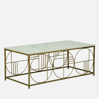 Electroplated Golden Metal Base and White Porcelian Top Coffee Table - alternate view 3