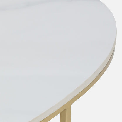 Electroplated Golden Metal Coffee Table with White Porcelain Top - close-up detail