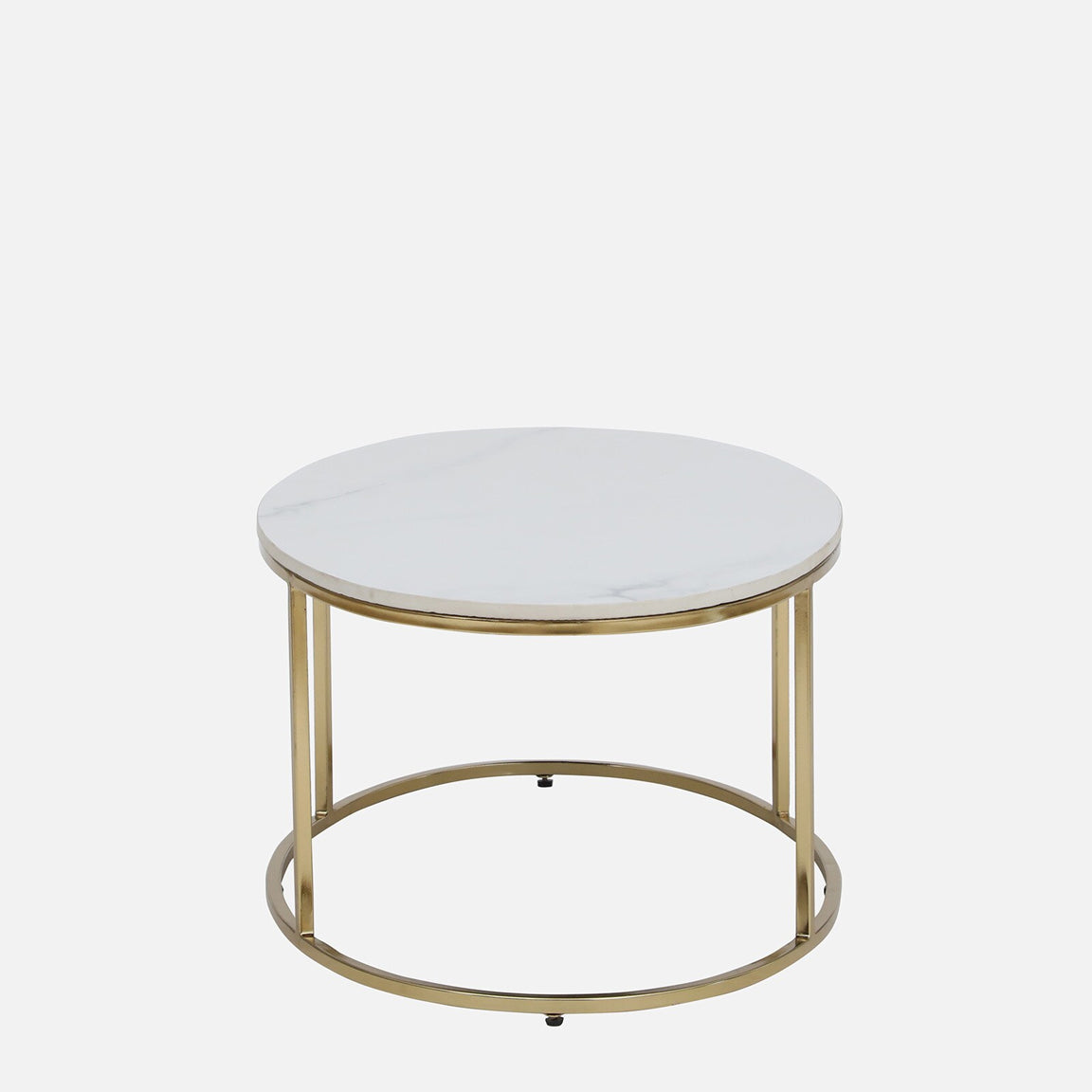 Electroplated Golden Metal Coffee Table with White Porcelain Top - side view