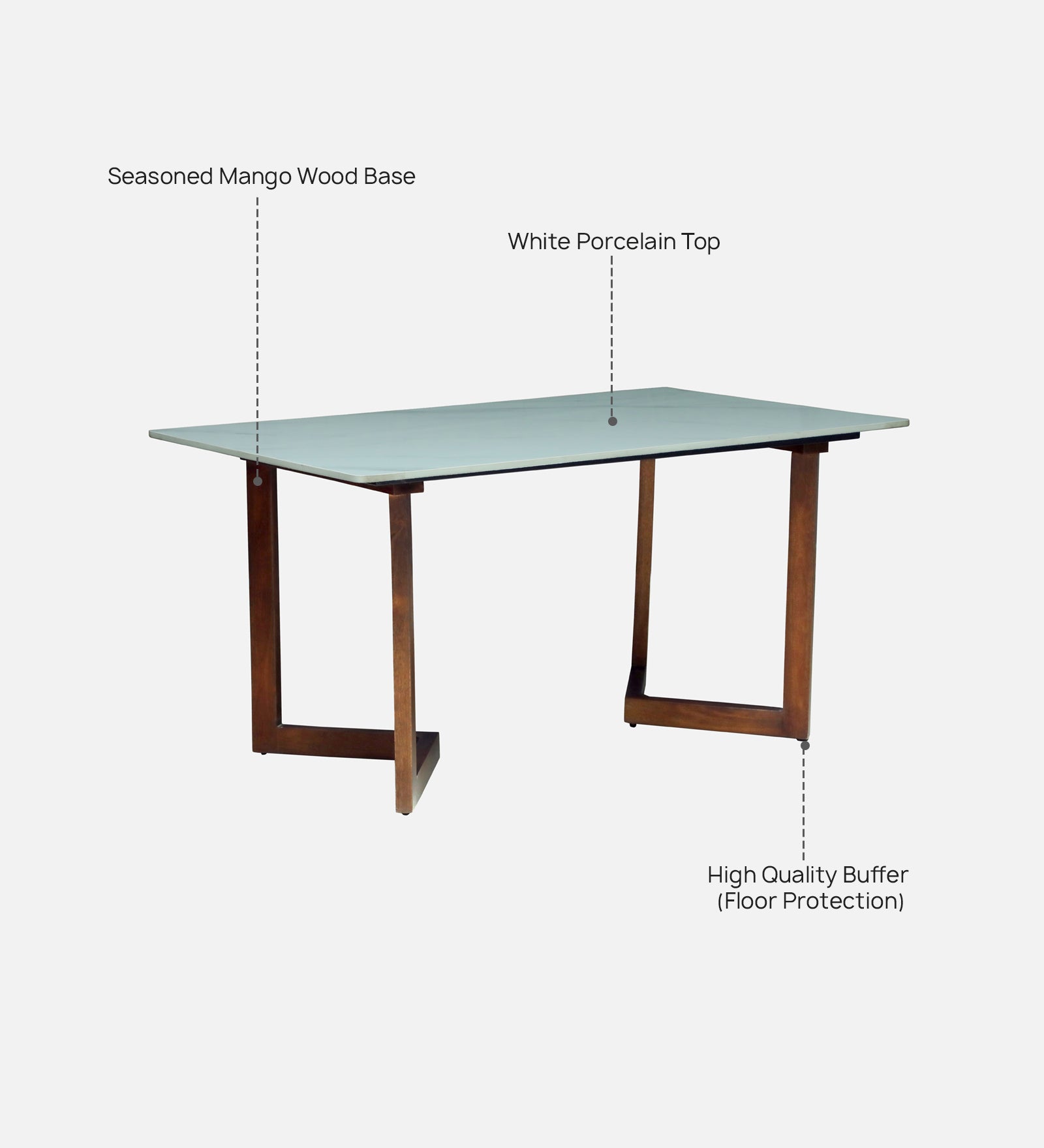 Avila 6 Seater Wooden Dining Set with Grey Chair - Infographi