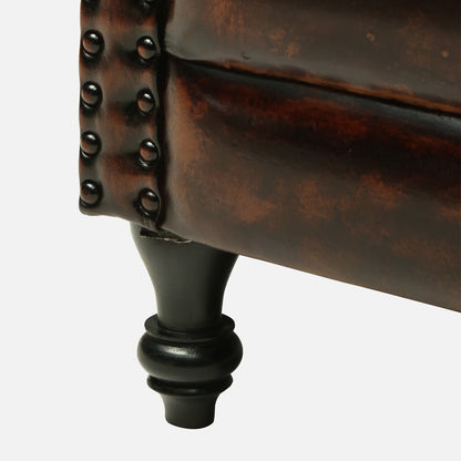 Leather Lounge Chair in Brown Finish - detail view