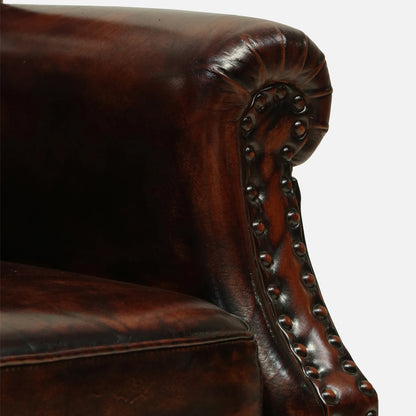 Leather Lounge Chair in Brown Finish - close-up detail