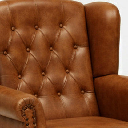 Leather Lounge Chair in Tan Finish - detail view