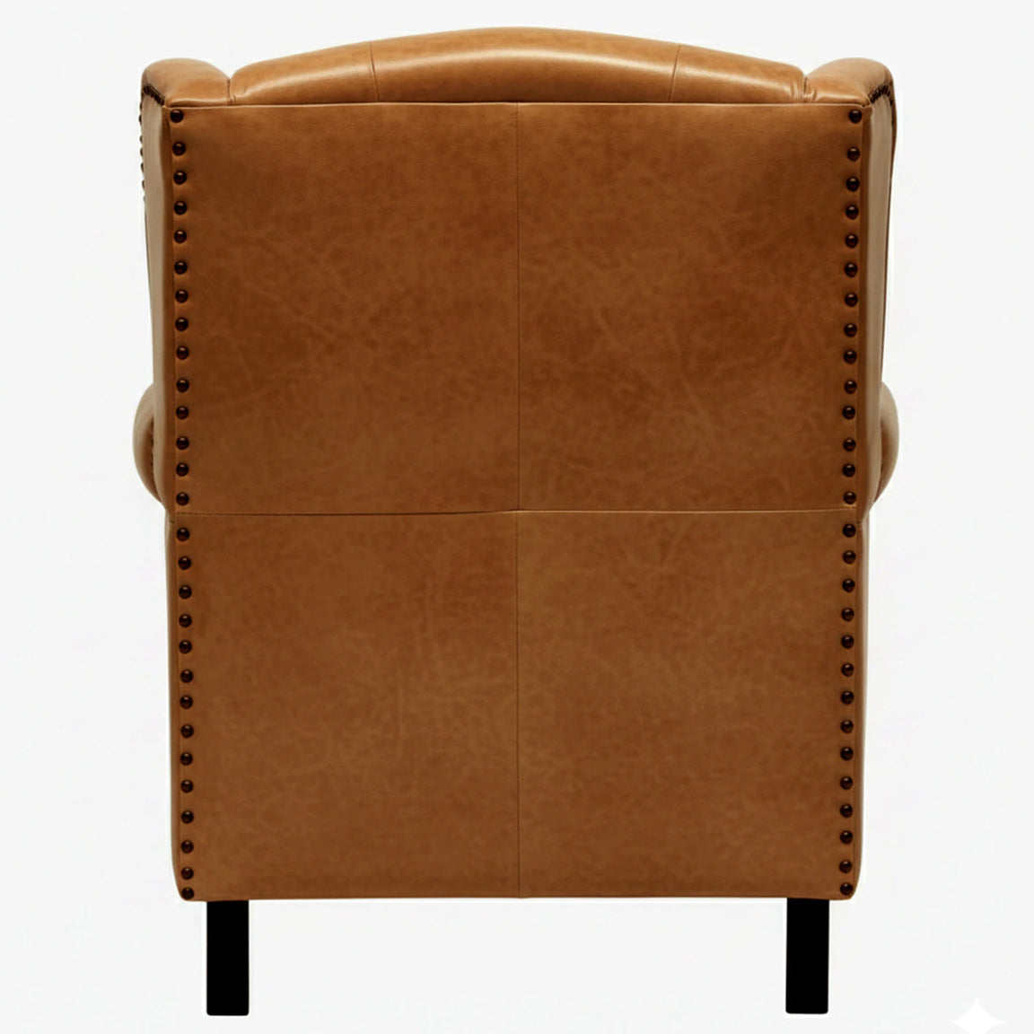 Leather Lounge Chair in Tan Finish - back view