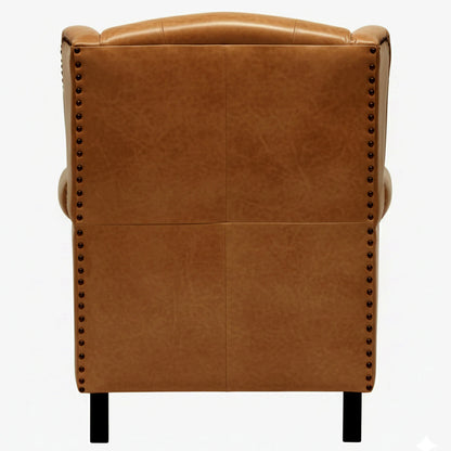 Leather Lounge Chair in Tan Finish - back view