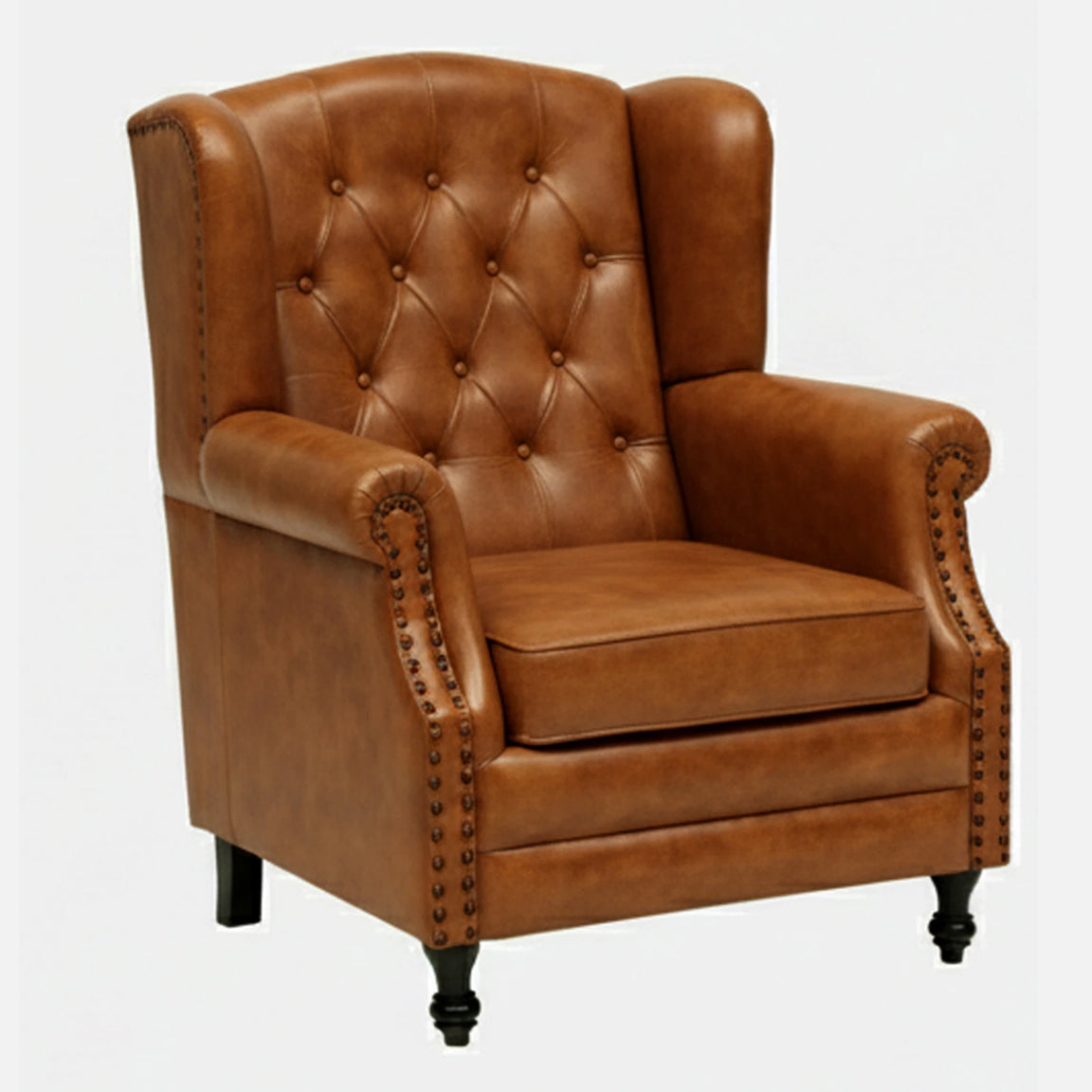 Leather Lounge Chair in Tan Finish