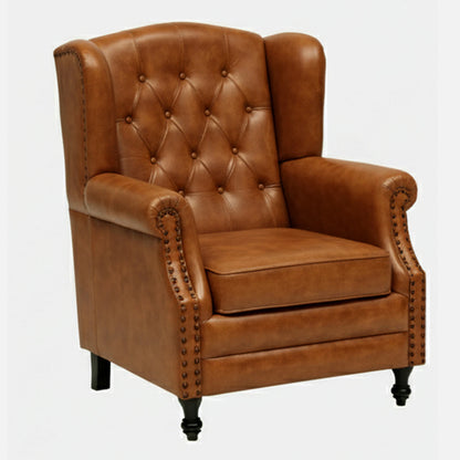 Leather Lounge Chair in Tan Finish