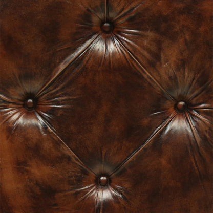 Leather Pouffe in Brown Finish - material detail