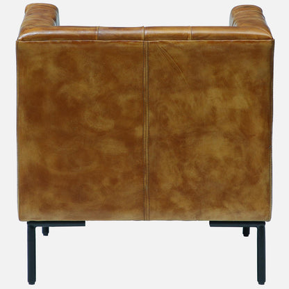 Leather Sofa 1 Seater in Tan Finish - back view
