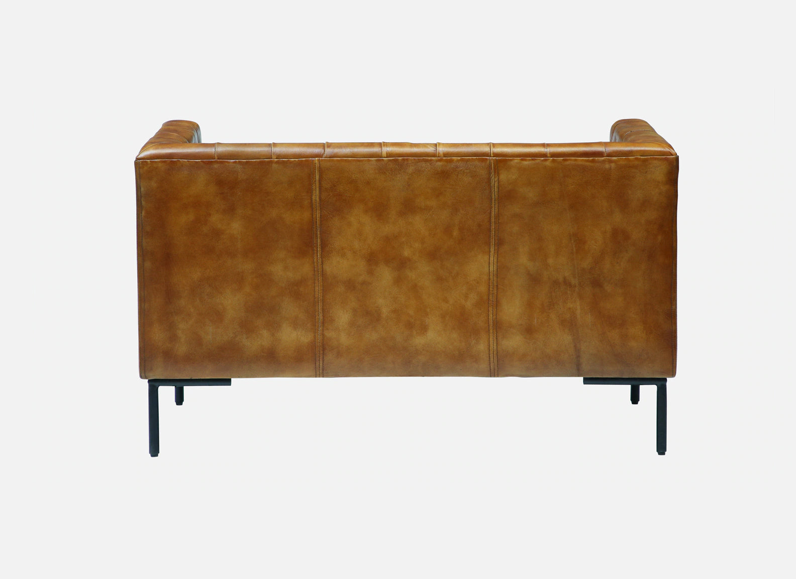 Leather Sofa 2 Seater in Tan Finish - back view