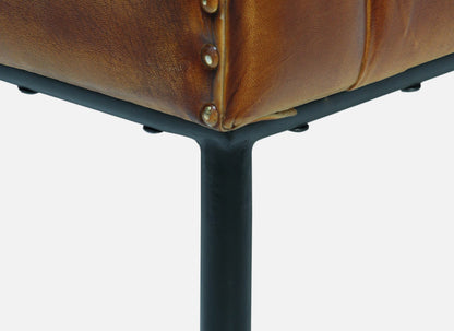Leather Sofa 1 Seater in Tan Finish - detail view