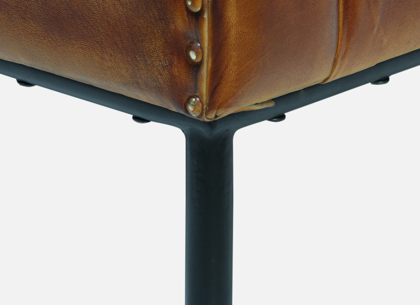Leather Sofa 2 Seater in Tan Finish - detail view