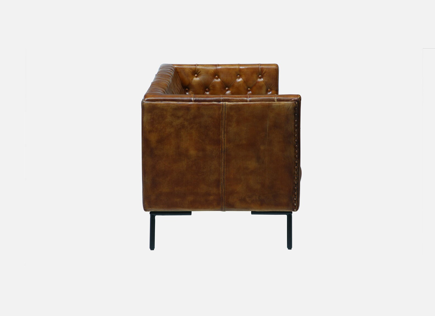 Leather Sofa 3 Seater in Tan Finish - side view